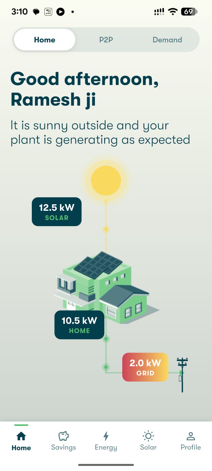 Home live energy view